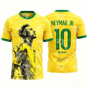 2026 Brazil Neymar Jr No.10 Football Jersey Match Training Kit Summer Sports Mens T-Shirt Kids Clothing cycling jersey 