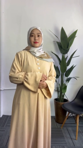 Muslimah Jubah Julia Ruffle Sleeves Cey Crepe Fabric - Jubah Julia