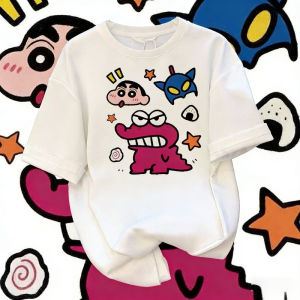 Crayon Shin Chan 100% Pure Cotton Japanese Printed Short Sleeved T-shirt for Womens Summer New Loose Crayon Shin Chan Top