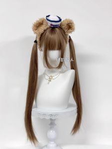 Long Straight Hair Wig for Women 85cm Honey Linen Color Princess Cut with Bangs Full Head Wig Natural Looking Heat Resistant