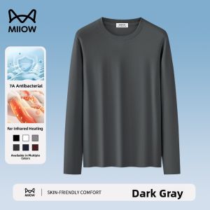 Miiow | Antibacterial Modal Cotton Long Sleeve T-Shirt For Men Seamless Comfortable Casual Loose Inner Wear Spring Autumn New Arrival