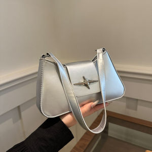 Fashionable French Womens Shoulder Bag New 2024 Model Versatile Casual Underarm Bag Medium Size Soft Surface Leather