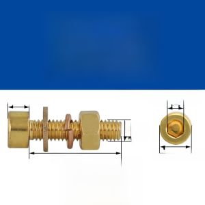 ชุดทองแดง Hex Socket Screws สลักเกลียวอุปกรณ์เสริมทองเหลืองสกรูสีเหลืองพร้อม Nut ยืดได้ เครื่องมือฮาร์ดแวร์แบบแบน