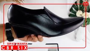 NEFF / Sepatu formal wanita kulit sintetis hak wedges / Pantofel dinas kerja kantor / Hitam HNC 699