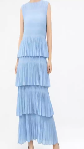 KESHANGYI 2026 Summer New Womens Sleeveless Pleated Dress Tiered Cake Skirt Midi Length A-line Flowy Vacation Style Solid Color Casual Chic