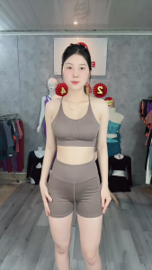 Bộ tập gym yoga aerobic nữ quần áo tập gym yoga aerobic nữ dáng đẹp Áo bra đan dây quần đùi (NG26)