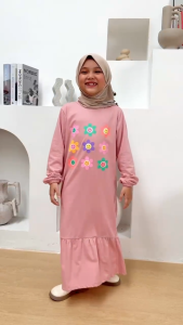 Hooneybee Husna Dustypink - Gamis Anak Perempuan - Ukuran 2-10 Th
