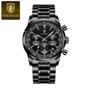 POEDAGAR Top Luxury Men Watch Waterproof Luminous Date Chronograph Fashion Mens Quartz Watch Stainless Steel Sports Man Watches