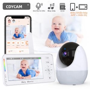 Camera Giám Sát Trẻ Em WiFi HD 1080P Với Ứng Dụng Điện Thoại Xem Từ Xa Màn Hình 4.3 Đèn Ngủ Chức Năng VOX Tầm Nhìn Ban Đêm Nhạc Ru Giám Sát Nhiệt Độ