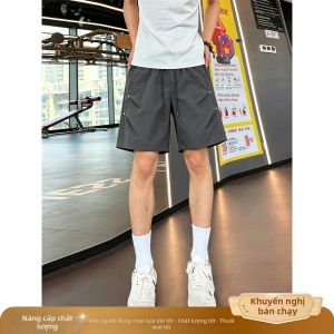 ZHUOCAN | Quần Short Nếp Ly Có Đinh Ốc Màu Tím Thuận Tiện Nhanh Khô Bốn Phân Rưỡi