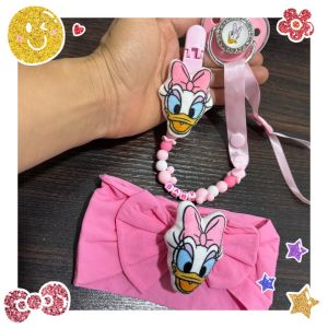 Disney | Newborn headband + sucking nipple + chain clip Luxury style  a chain-clipped design to prevent babies from opening their mouths