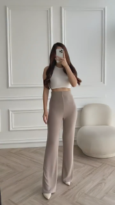 Celana Fit And Flare Pants Cutbray Scuba Pinggang Highwaist Bahan Stretch Melar Kulot Cutbray Scuba