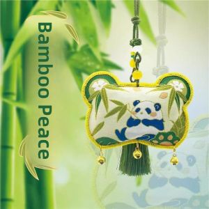 MONLEYTA | Panda Themed Chinese Zodiac Embroidery Fragrance Pouch Carry-On Good Luck Amulet Health And Happiness 2025 Finished Product