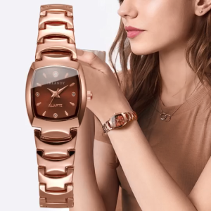 Elegant Women Square Quartz Watch Fashion Stainless Steel Band Ladies Wristwatch Simple Casual Dress Watch For Daily Wear