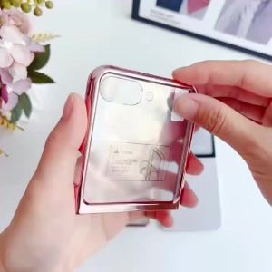 szhaiyu | Clear Electroplated Hinge Protection Phone Case For Samsung Galaxy Z Flip 8 7 FE 6 5 4 with Front Tempered Glass Film Hard Cover