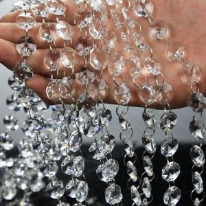Crystal Octagonal Bead Wedding Celebration Hotel Decoration Beads Curtain Chain Link Wedding Venue Door Curtain
