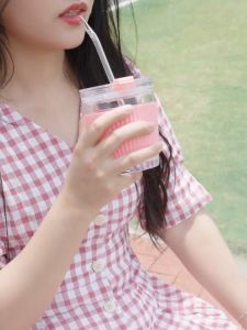 ZEEGO 450ml Heat Resistant Glass Cup Flower Tea Cup Transparent Coffee Mug With LidAnti-scalding Milk Juice  Travel Mug