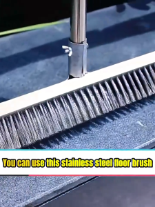 20/30CM Stainless Steel Broom Floor Brush Heavy Duty Long Handle Wood mop for Garage Patio Garden Clean Moss