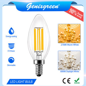 E14 Dimmable 6W LED Candle Bulbs 6W Equivalent to 60W 600Lm 2700K Warm White LED Chandelier Bulbs C35 Vintage Daylight 6000K LED Edison Bulb for ceiling decoration