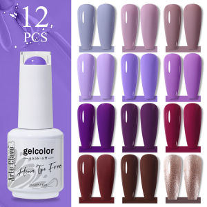 Arte Clavo 15ml 12pcs/Set Red Purple Color Gel Nail Polish Set Semi Permanent UV HEMA TPO FREE Gel Varnish Soak Off Nail Lacquer