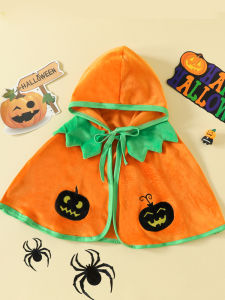 Halloween Childrens Costume Baby Clothes Cos Cape Pumpkin Cloak Boys Shawl Girls Performance Clothes Princess Style Regular Thickness Laser Cutting