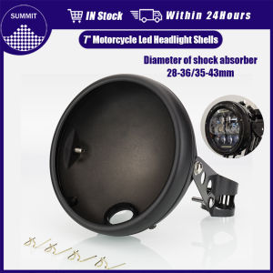 Motorcycle Matte LED Headlight Housing 7-Inch Retro Bucket Modified Head Light Shell Bracket for Harley Chopper