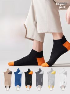 miiow | Mens Short Socks Pure Cotton Thin Anti-bacterial Sweat Absorbent Breathable Black Boat Socks For Spring Summer MiiOW Cat Person