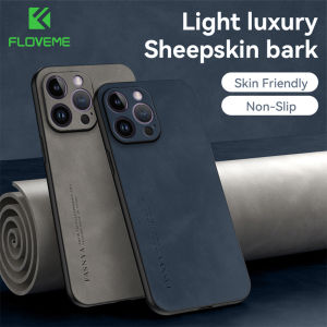 FLOVEME Sheepskin Leather Business Frosted Phone Case For iPhone 15 14 13 12 11 Pro Max 15 14 Plus Luxury Matte Ultra Thin Lens Protection All-inclusive Anti-fall Shockproof Back Cover For iphone X XR XS Max