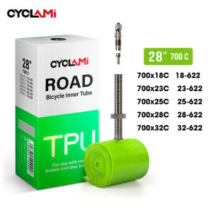 2026 New CYCLAMI Bicycle Inner Tube Green Ultralight TPU French Removable Metal Valve Stem for Road Bike 700C 700 x 18 32C