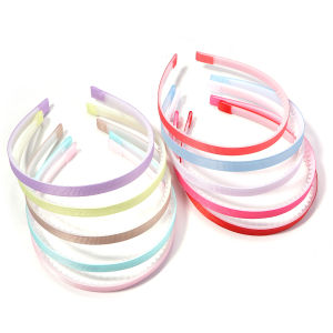 10pcs/lot Plain 10MM Satin Headband Girls Fabric Covered Resin Hairbands Plastic Headbands Kids Toothed Hair Hoop Accessories