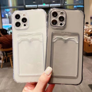 Airbag Card Holder TPU Phone Case For OPPO A5 A9 2020 A96 A7 A5S A12 A3S A12E A15 A54 A74 A95 A16 A16E A16K A36 A76 A53 A94 Reno 5 Lite 6Z 7Z RealMe C51 C53 C11 C20 C20A C21Y C35 C25 Narzo 50i F19 F19S Casing Clear Shockproof Wallet Pocket Soft Cover
