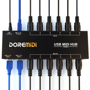 DOREMiDi HUB-โฮสต์อินเตอร์เฟส8 6X6 MIDI X2กล่องกระจายสัญญาณ MIDI 96ช่อง