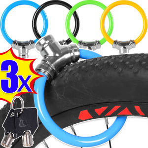 3Pcs/set Bicycle Anti-Theft Steel Cable Lock with 2 Keys Mountain Bike Zinc Alloy Rust-Proof Portable Mini Lock Ring Universal Bicycle and Motorcycle Safety Lock