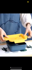 Lunch Box Persegi Minimalis 3 Sekat dengan Set Sendok Kotak Makan Kedap Udara