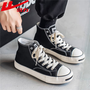 Classic High Top Canvas Shoes for Men Couple Retro Black Cloth Shoes Autumn Wearable Comfortable Breathable round Toe Rubber Sole