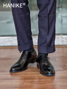 Handmade Genuine Leather Derby Oxford Shoes Mens Business Formal Spring Summer Three-Way Lace-Up Leather Shoes Wedding Shoes