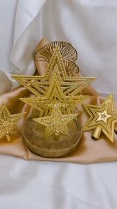 HIASAN TOP BINTANG POHON NATAL BINTANG EMAS MERRY CHRISTMAS STAR RED GOLD BINTANG NATAL 3D GLITTER
