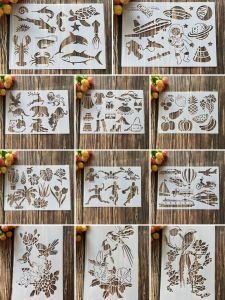 Flowers and Plants Astronaut Diary Journal DIY Spray Mold Cut Out Plastic Drawing Template Hand Copy Decorative Border Ruler