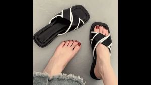 Sandal Wanita Terlaris Teplek Korea Casual Size 37 - 40 Sendal Slop Empuk Flat Cewek Kasual Rumahan