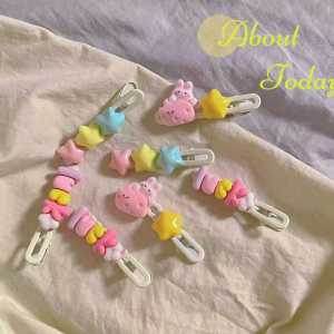 2024 New Lucky Star Hair Clip Adorable Creamy Female Heart Sweet Side Bangs Hair Accessories Fresh out Fashionable Hair Decorations