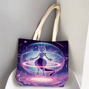 Bandai | Pokemon Lucario Storage Bags Tote Bag Travel Summer Beach Shoulder Bag Reusable Grocery Shopping Bag Anime Artwork