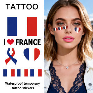 France Flag Temporary Tattoo Sticker Long-lasting and Waterproof Festival Football Soccer Fan Face Stickers Arm Face