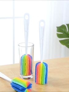 Cây Cọ Rửa Ly Bình Nước Bình Sữa Mút Mềm Màu Cầu Vồng – Tạo Bọt Nhanh Dễ Vệ Sinh Cán Dài