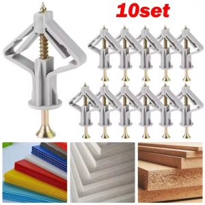 Feelife 10 set Drywall Anchor Kit Aircraft Type Expansion Pipe Gypsum Board Expansion Plug Butterfly Shaped Hollow Wall Expansion Nail