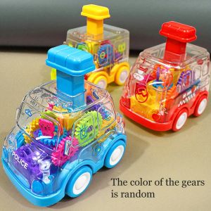 W21 Baby Toy Cartoon Press Gear Car Toy Lnertia Pull-back Transparent Car Inertia Rebound Car Birthday Gifts for Kids Boys and Girls