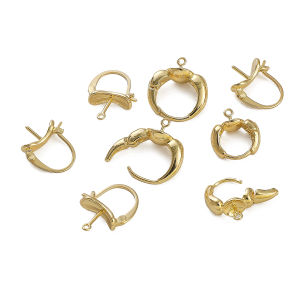 2pcs/bag 14K Gold Plated Brass Smooth Curved Buckle For DIY Fashion Earring Making