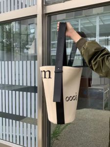 Large Capacity Canvas Bucket Bag Tote Shoulder Bag Splicing Design Trendy Bucket Bag Casual Style for Young Men And Women