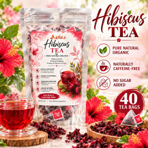 Hibiscus Tea Organic Herbal Tea Bags 40pcs Pure Natural Roselle Gumamela Flower Tea Caffeine Free No Sugar Added