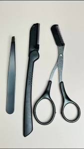 Stainless Steel Eyebrow Grooming Kit – Comb Scissor & Trimmer Tool Set for Women & Men Professional Brow Grooming Essentials