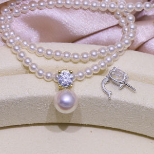 จี้ไข่มุกเงิน S925 แท้พร้อมหัวเข็มขัดประดับเพชรคลิปแบบคลาสสิก หัวเข็มขัดเงินแบบเปิดได้สำหรับผู้หญิง อุปกรณ์ตกแต่งเครื่องประดับ